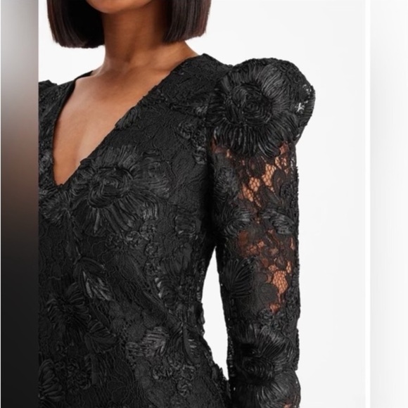 NWT Express Lace V-Neck Puff Sleeve Mini Sheath Dress Size S - Picture 4 of 16